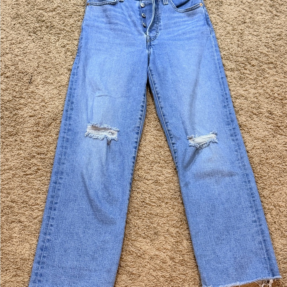 Levi's Raw Hem Ribcage Straight Jeans S40197 Women's Size 25x27 Distressed - Picture 2 of 9